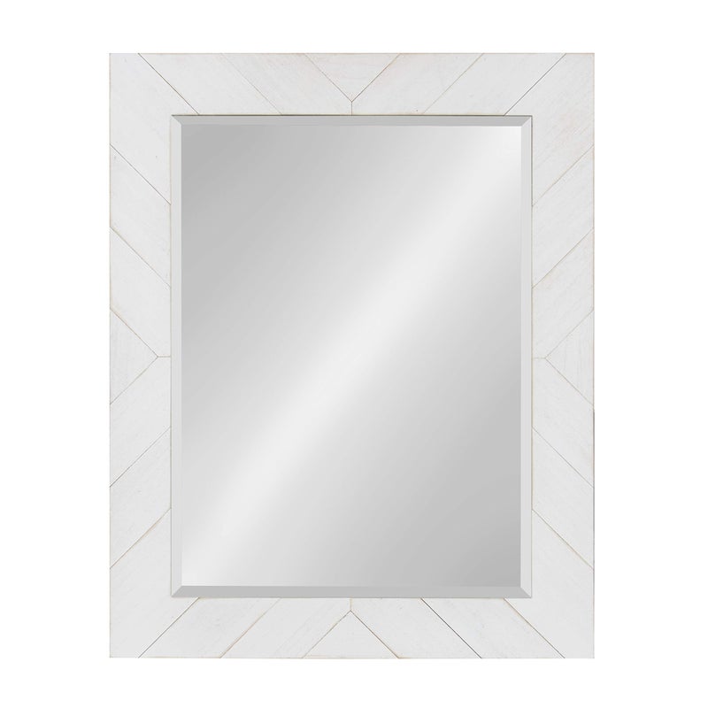 DesignOvation Rost Pieced Wood Framed Wall Accent Mirror, 23.5x29.5, White - Image 1